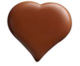 close up  of chocolate heart shape on white background